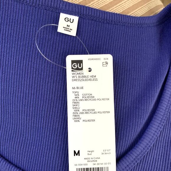 GU (Uniqlo) W'S Bubble Hem Sleeveless Midi Dress in Blue - Picture 9 of 10